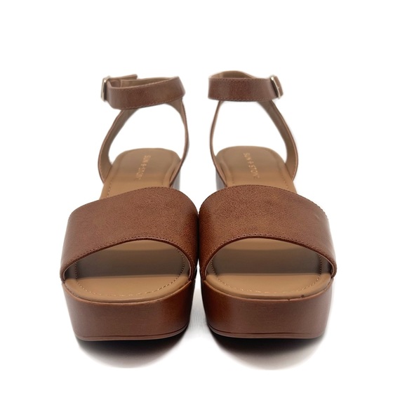 Sun + Stone Audreey Platform Wedge Ankle Strap Sandal Cognac Size 9.5 - Picture 4 of 12